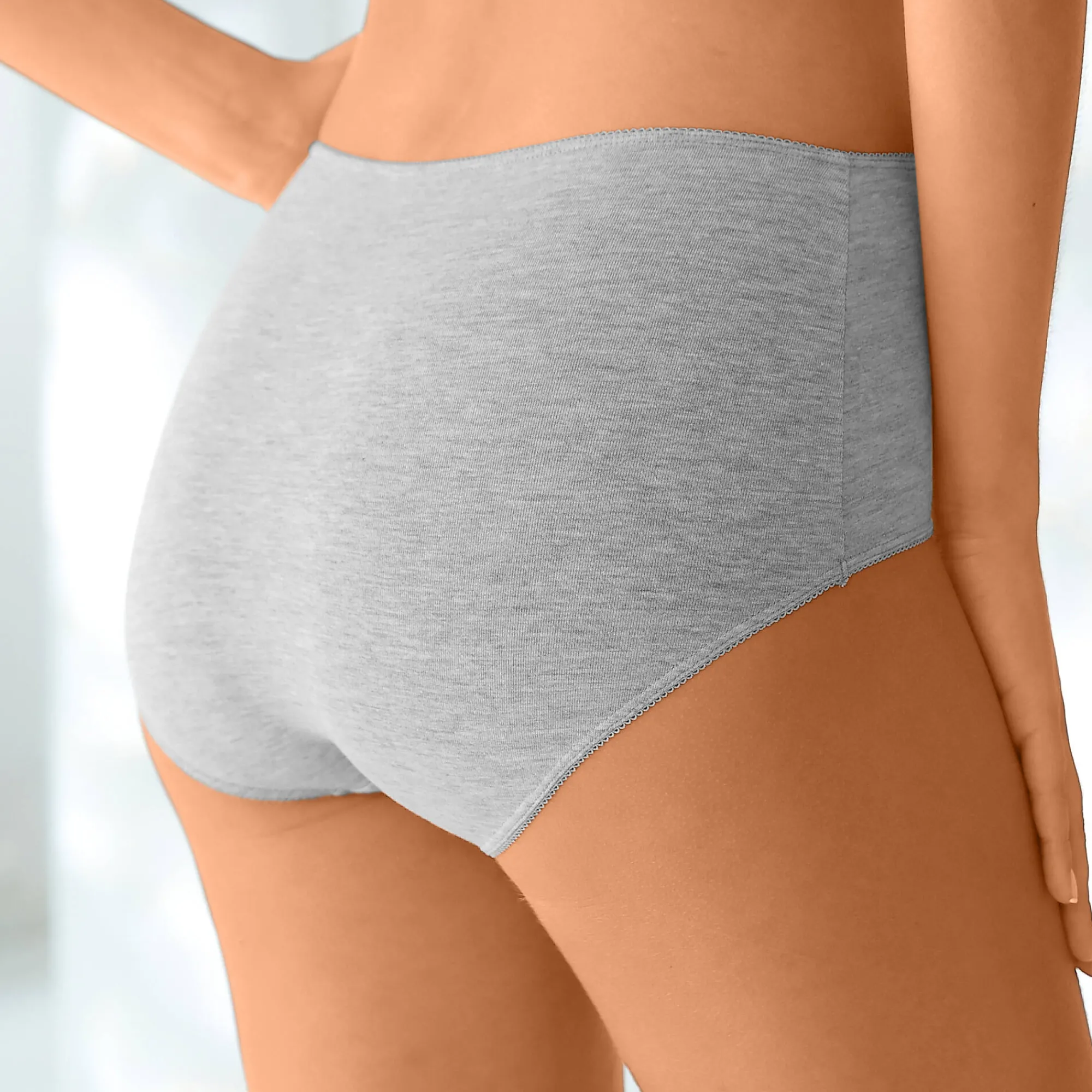Slip En Shorty<Blancheporte Maxislip in stretchkatoen - Set van 4 chiné grijs + zwart