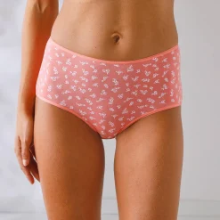 Slip En Shorty<Blancheporte Maxislip in stretchkatoen met bloemenprint - set van 10 smaragd / koraal