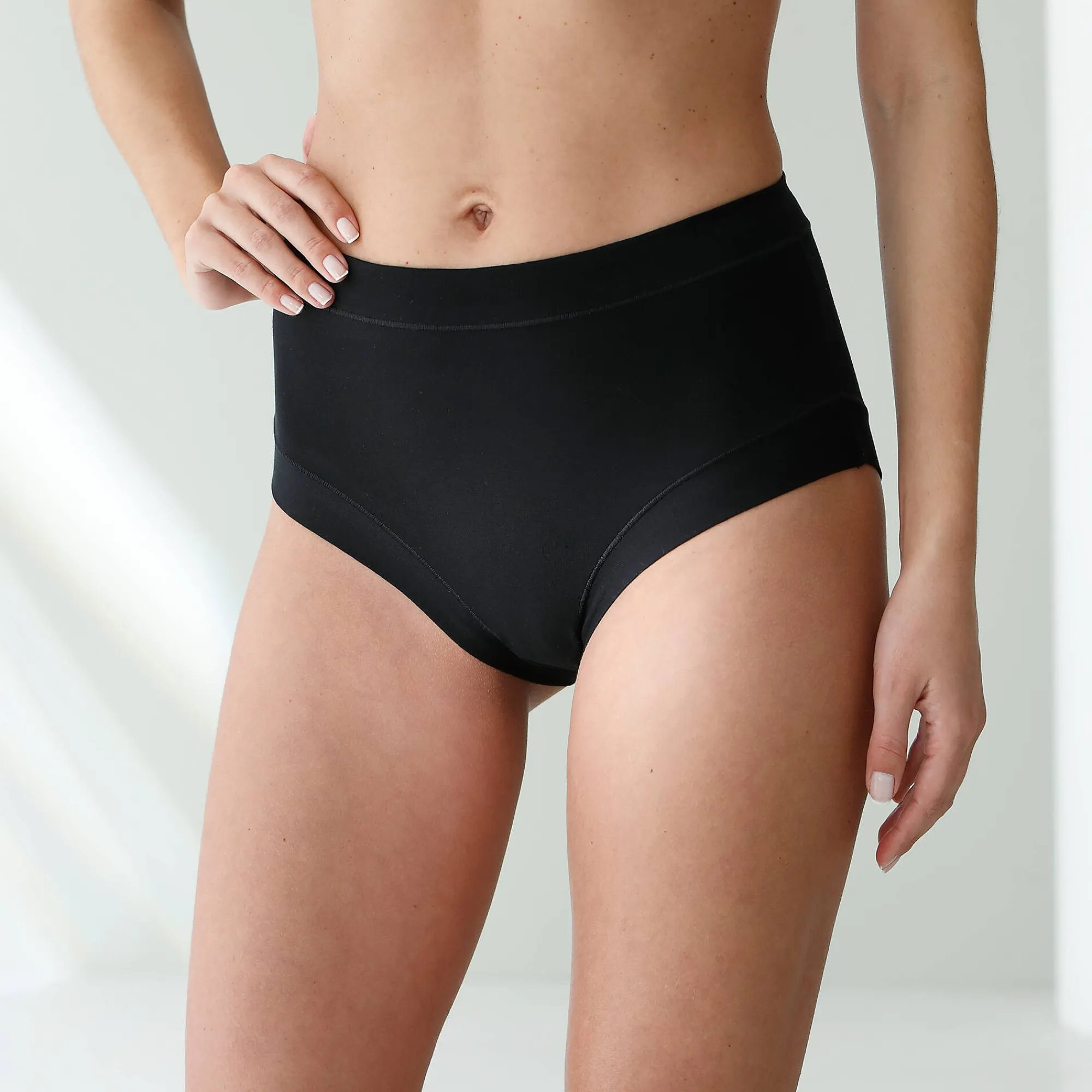 Slip En Shorty<Blancheporte Maxislip in stretchkatoen met comfortabele tailleband "zonder elastieken" - set van 2 wit + zwart