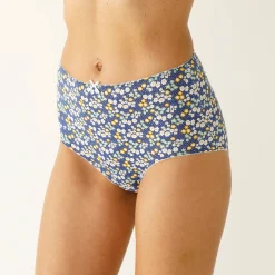Slip En Shorty<Blancheporte Maxislip in stretchkatoen met bloemenprint - set van 4 blauw / groen
