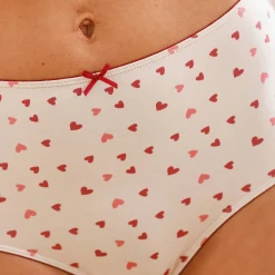 Slip En Shorty<Blancheporte Maxislip in stretchkatoen met hartjesprint - set van 4 rood
