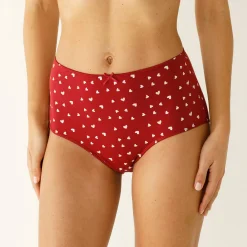 Slip En Shorty<Blancheporte Maxislip in stretchkatoen met hartjesprint - set van 4 rood