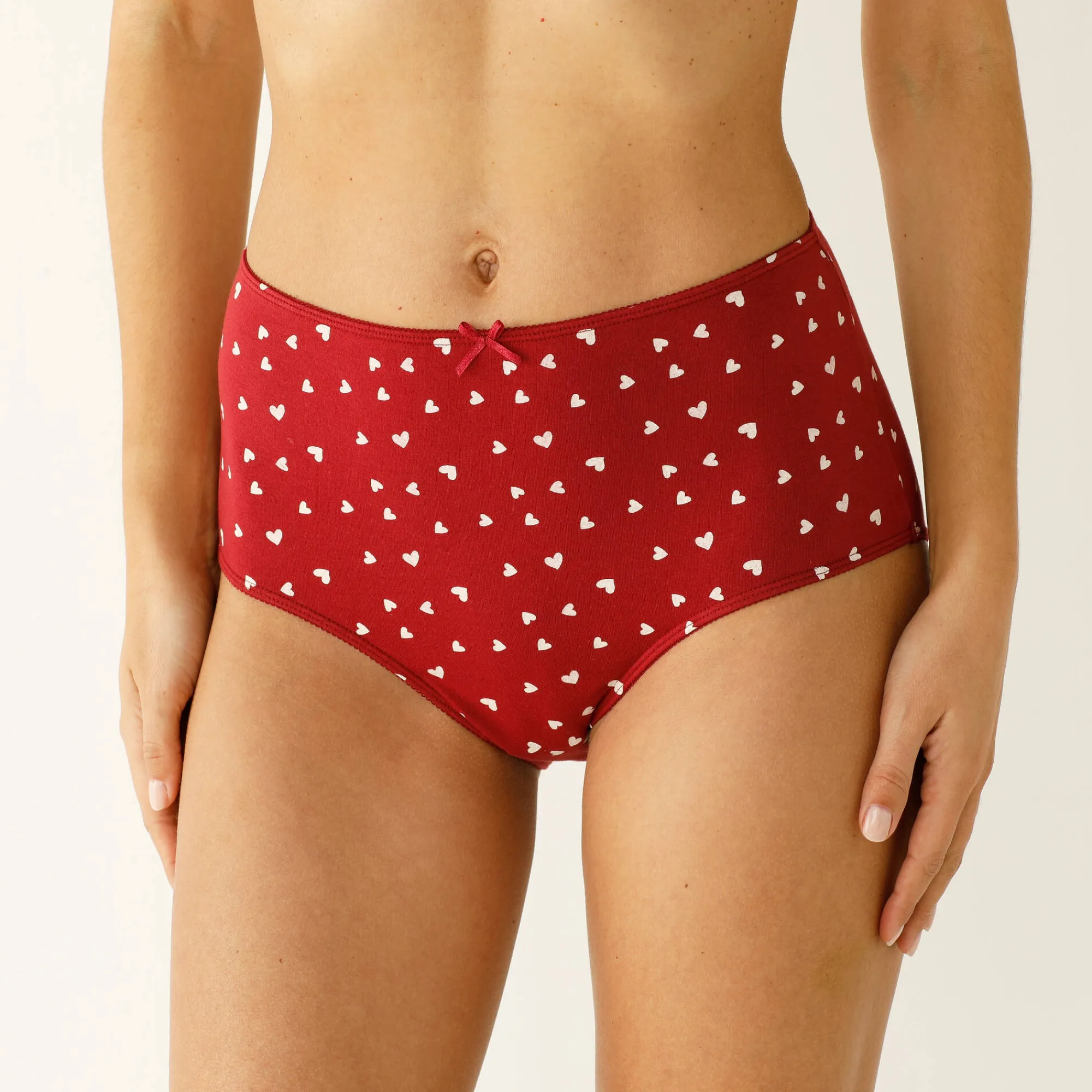 Slip En Shorty<Blancheporte Maxislip in stretchkatoen met hartjesprint - set van 4 rood