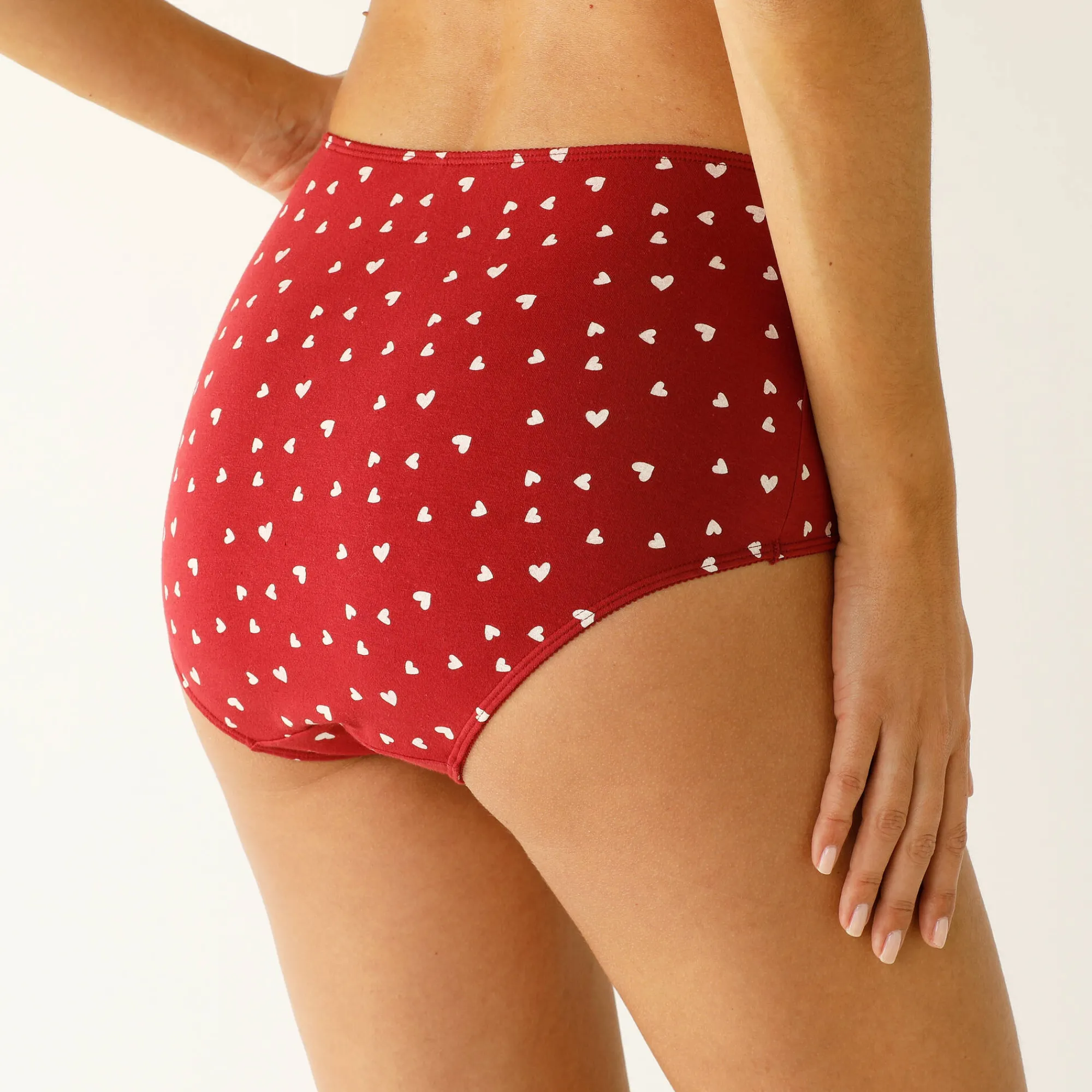 Slip En Shorty<Blancheporte Maxislip in stretchkatoen met hartjesprint - set van 4 rood