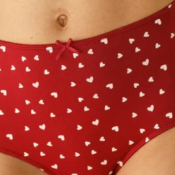Slip En Shorty<Blancheporte Maxislip in stretchkatoen met hartjesprint - set van 4 rood