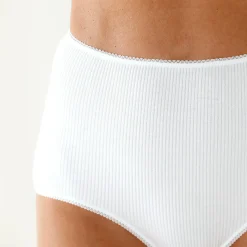 Slip En Shorty<Blancheporte Maxislip in stretchkatoen met platte ribbels wit + zwart
