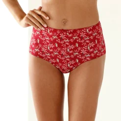 Slip En Shorty<Blancheporte Maxislip in stretchkatoen met "panter" print - Set van 4 rood