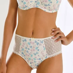 Slip En Shorty<Confidence Lingerie Maxislip met bloemenprint Coria - set van 2 ivoorkleur