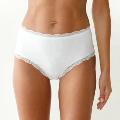 Slip En Shorty<Blancheporte Maxislip met hoge taille in katoen en stretchkant - set van 3 wit