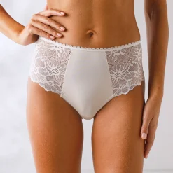 Slip En Shorty<Blancheporte Maxislip met hoge taille in microvezel en rekbare kant - set van 2 fuchsia + ivoorkleur
