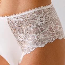 Slip En Shorty<Blancheporte Maxislip met hoge taille in microvezel en rekbare kant - set van 2 fuchsia + ivoorkleur