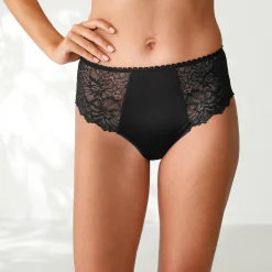 Slip En Shorty<Blancheporte Maxislip met hoge taille in microvezel en rekbare kant - set van 2 zwart + violine
