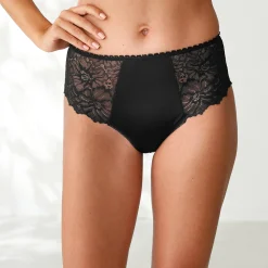 Slip En Shorty<Blancheporte Maxislip met hoge taille in microvezel en rekbare kant - set van 2 zwart + ivoorkleur