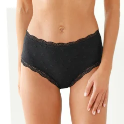 Slip En Shorty<Blancheporte Maxislip met hoge taille in katoen en stretchkant - set van 3 zwart