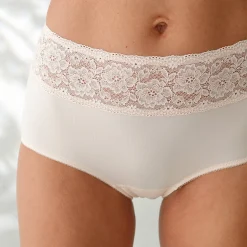 Slip En Shorty<Blancheporte Maxislip met hoge taille en kanten tailleband in microvezel - set van 3 neutraal