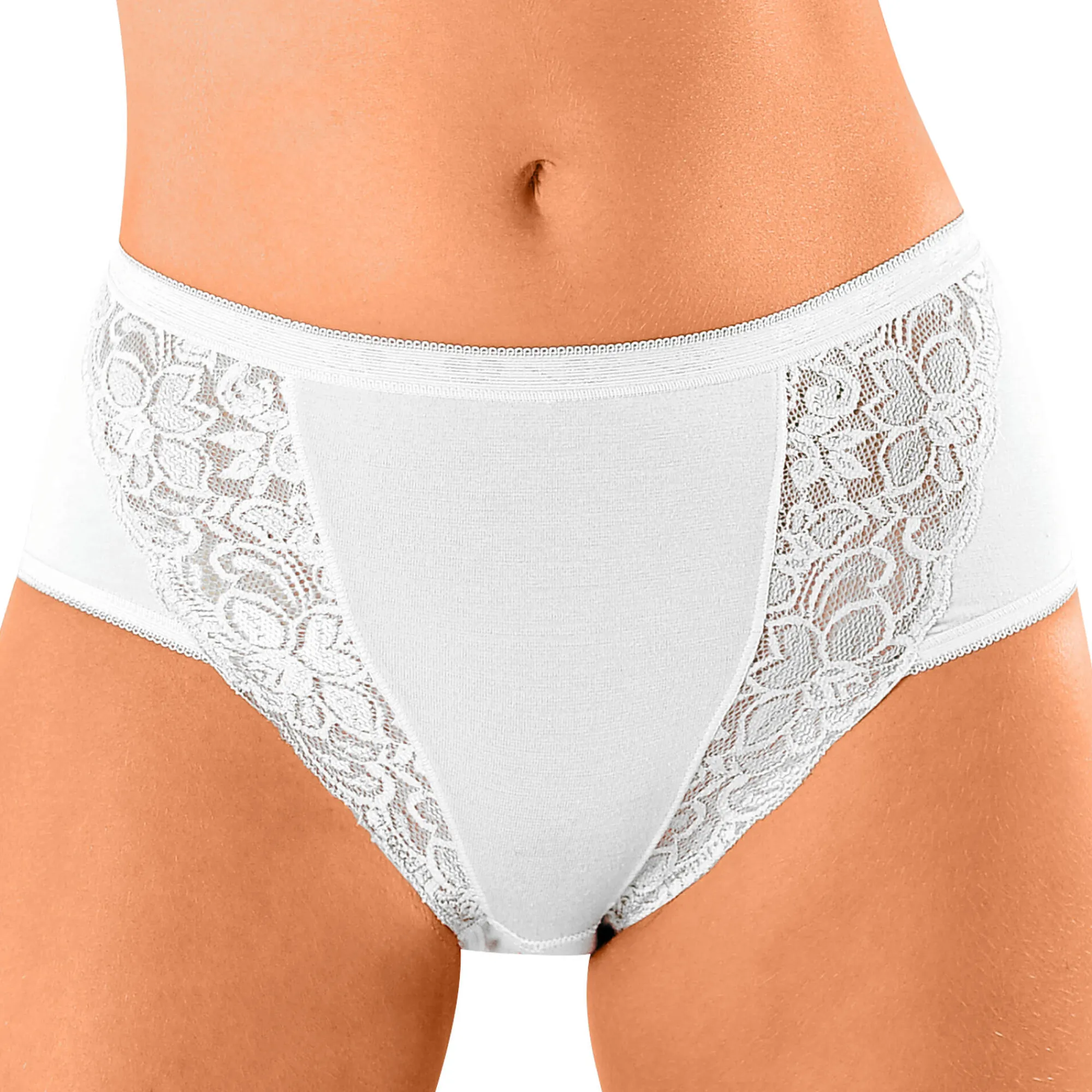 Slip En Shorty<Blancheporte Maxislip met kant - set van 3 wit