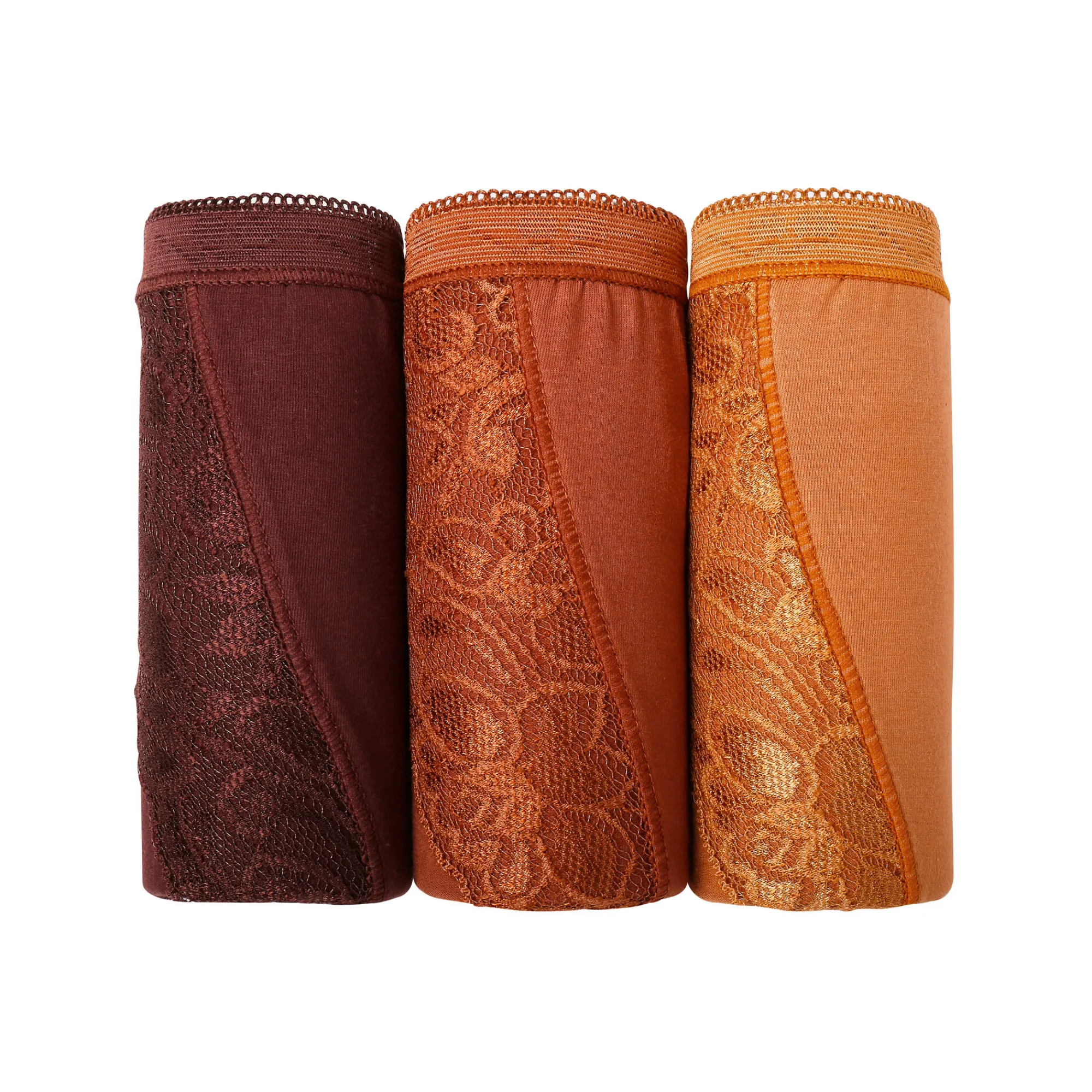 Slip En Shorty<Blancheporte Maxislip met kant - set van 3 chocolade