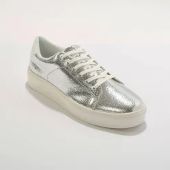 Feestelijke Schoenen|Baskets En Sneakers<Blancheporte Metallic sneakers met veters zilverkleurig