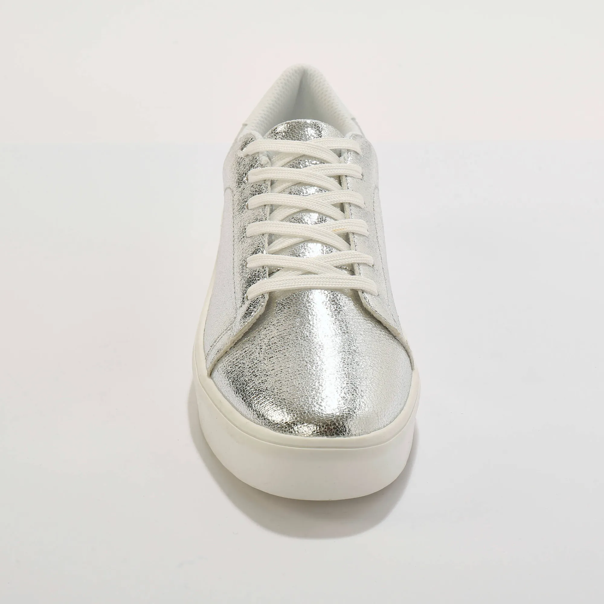 Feestelijke Schoenen|Baskets En Sneakers<Blancheporte Metallic sneakers met veters zilverkleurig