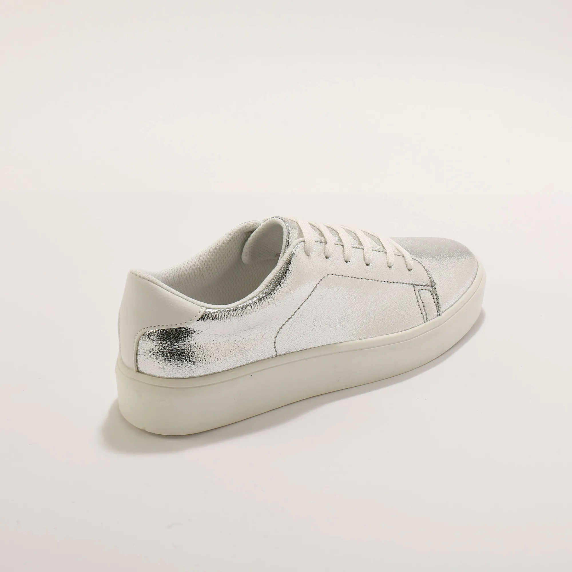 Feestelijke Schoenen|Baskets En Sneakers<Blancheporte Metallic sneakers met veters zilverkleurig