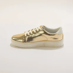 Feestelijke Schoenen|Baskets En Sneakers<Blancheporte Metallic sneakers met veters goudkleurig