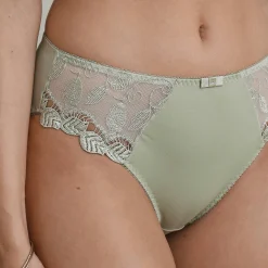 Slip En Shorty<Confidence Lingerie Microvezel slipje met guipurekant Rima - set van 2 linde