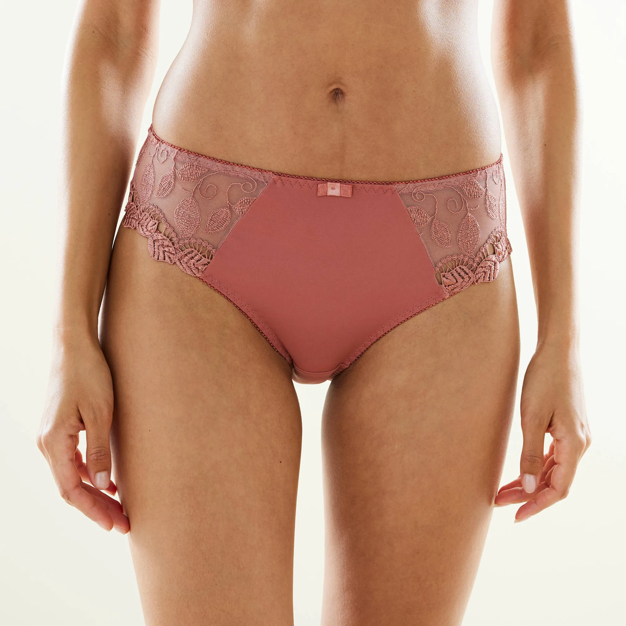 Slip En Shorty<Confidence Lingerie Microvezel slipje met guipurekant Rima - set van 2 granaatrood