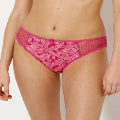 Slip En Shorty<Confidence Lingerie Midislip in bedrukte katoenkant Tropéa - set van 4 roze + geel