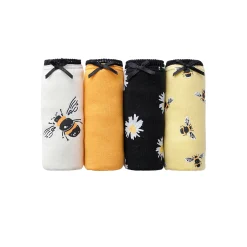 Slip En Shorty<Blancheporte Midislip in katoen bedrukt met bijpassende bijenmotieven - set van 4 zwart / geel