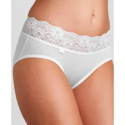 Slip En Shorty<Sloggi Midislip in katoen en kant Romance - set van 4 (3 + 1 gratis)<br> wit