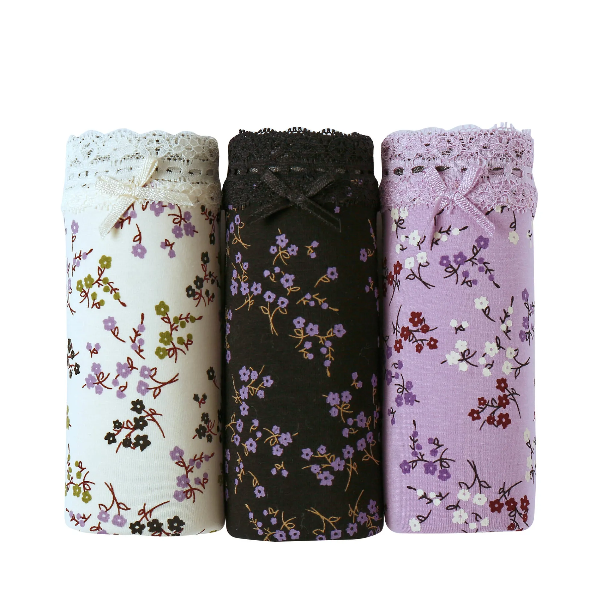 Slip En Shorty<Blancheporte Midislip in katoen en kant - set van 3 ecru + parma + zwart