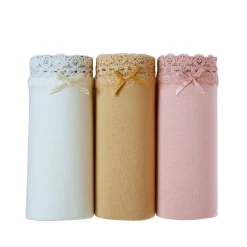Slip En Shorty<Blancheporte Midislip in katoen en kant - set van 3 ivoorkleur + beige + roze