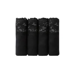 Slip En Shorty<Sloggi Midislip in katoen en kant Romance - set van 4 (3 + 1 gratis)<br> zwart