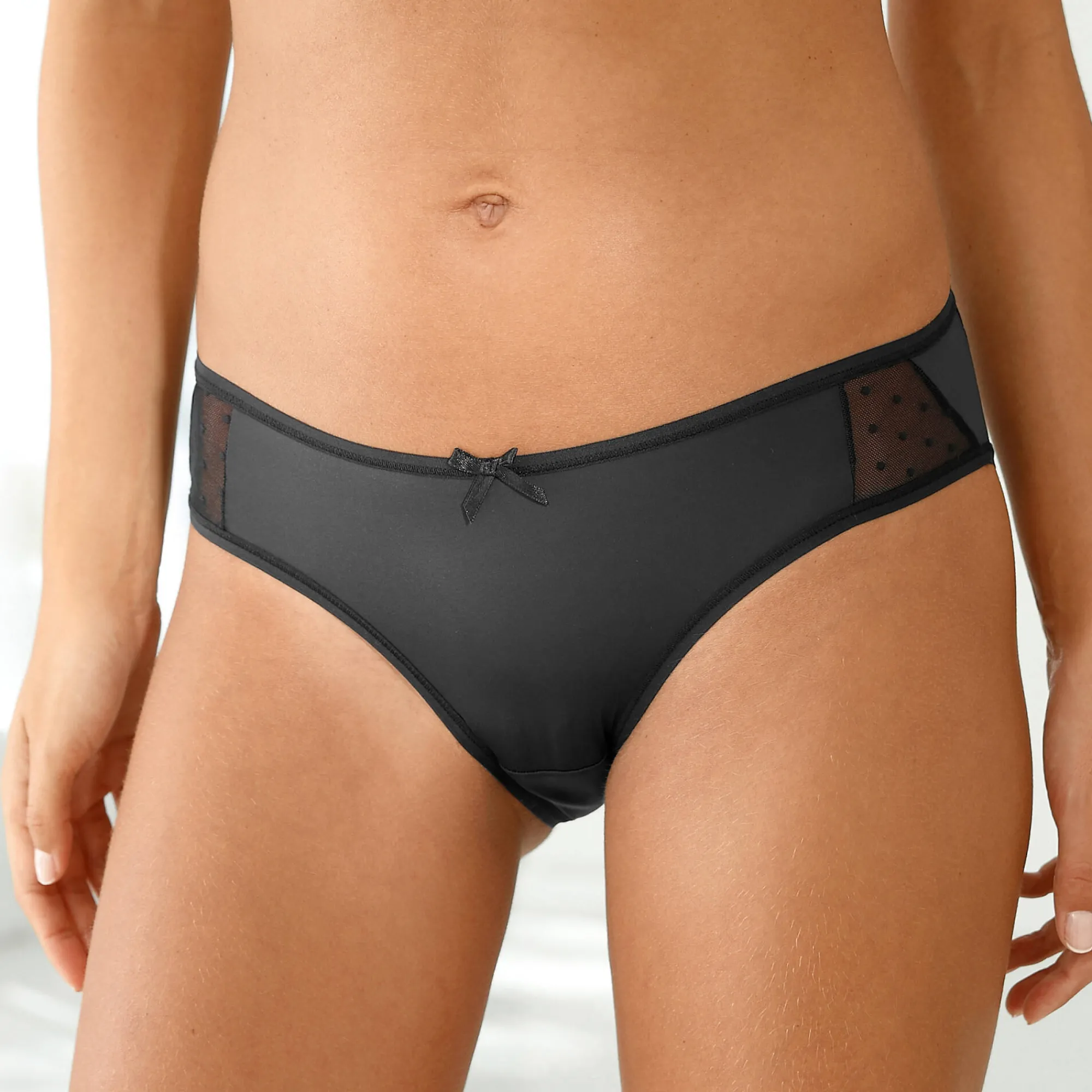 Slip En Shorty<Blancheporte Midislip in microvezel - Set van 2 zwart