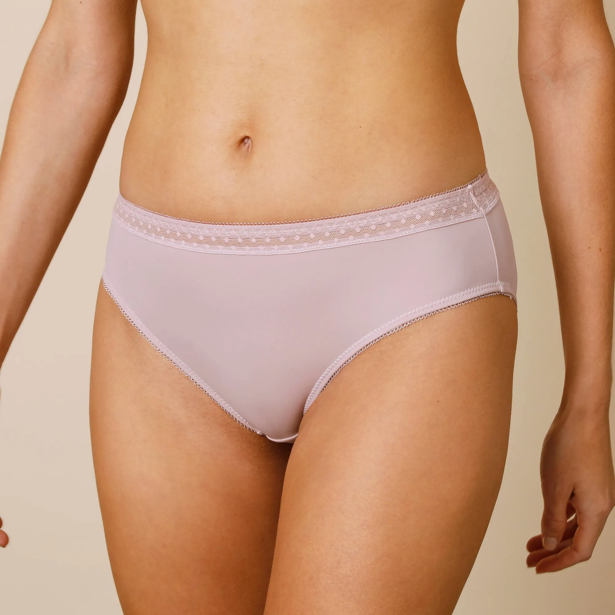 Slip En Shorty<Confidence Lingerie Midislip in microvezel en plumetistule met tweede huid-effect Paia - set van 2 grijsroze