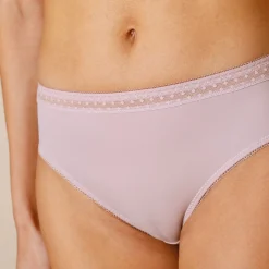 Slip En Shorty<Confidence Lingerie Midislip in microvezel en plumetistule met tweede huid-effect Paia - set van 2 grijsroze