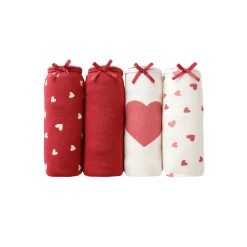Slip En Shorty<Blancheporte Midislip in stretchkatoen met hartjesprint - set van 4 rood