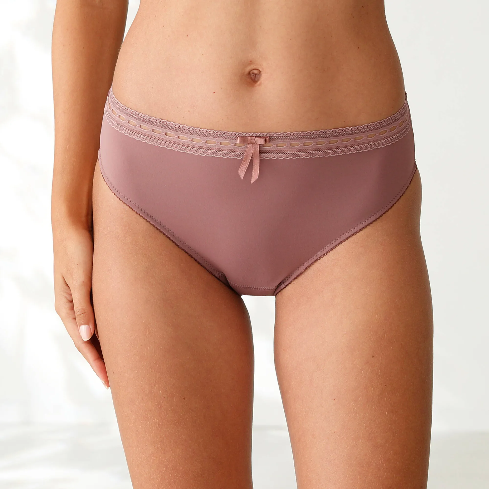 Slip En Shorty<Blancheporte Midislip met hoge taille en kanten tailleband in microvezel - set van 3 roze