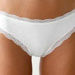Slip En Shorty<Blancheporte Midislip met hoge taille in katoen en stretchkant - set van 3 wit