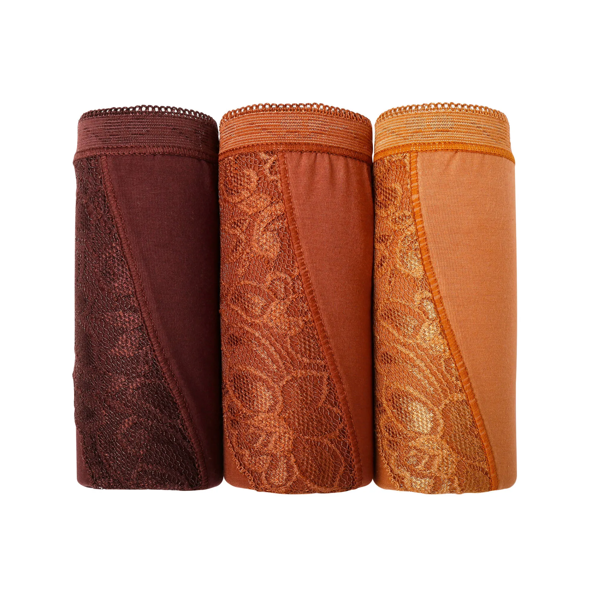 Slip En Shorty<Blancheporte Midislip met kant - set van 3 chocolade