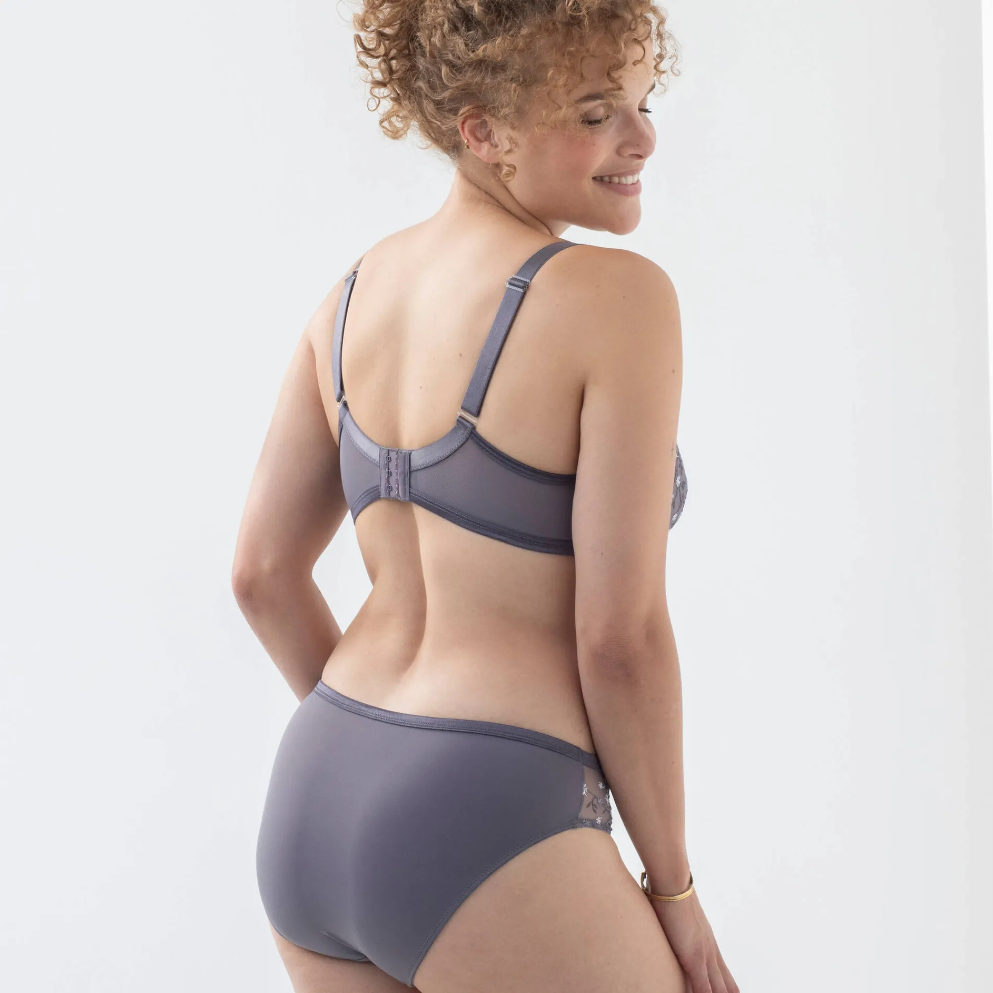 Slip En Shorty<Confidence Lingerie Midislip Oliena in microvezel en geborduurde tule - set van 2 grijs