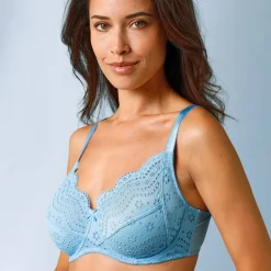 Beha<Confidence Lingerie Minimizerbeha in ajourtricot Osilio, met flexibele beugels blauw