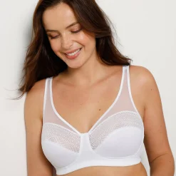 Beha<Blancheporte Minimizerbeha in microvezel en kant zonder beugels - set van 2 wit + zwart