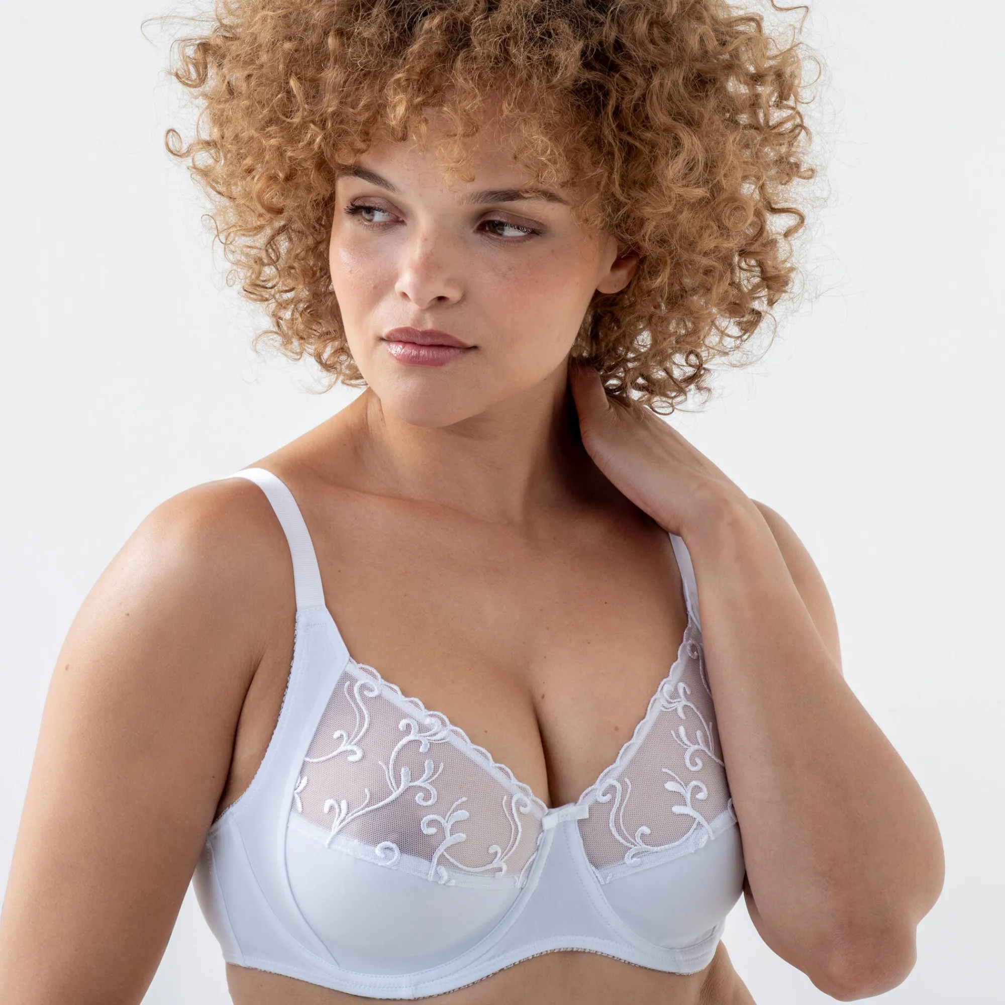 Beha<Blancheporte Minimizerbeha in microvezel en geborduurde tule met beugels - set van 2 wit + wit