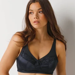 Beha<dorina Minimizerbeha in tricot en kant Teagan - zonder beugels zwart