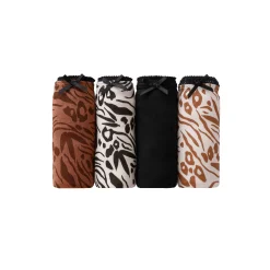 Slip En Shorty<Blancheporte Minislip in katoen met dierenhuidprint - set van 4 zwart / wit