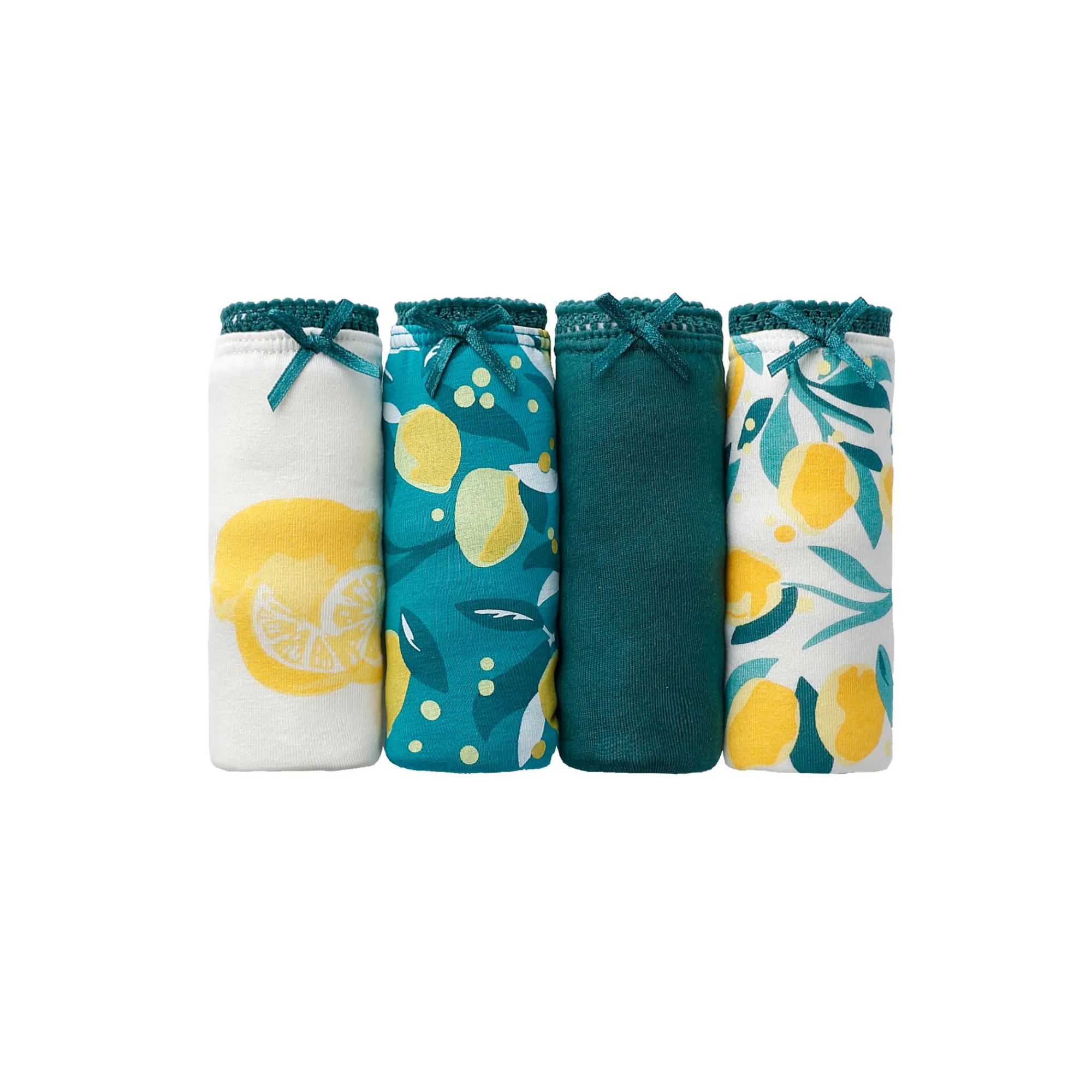 Slip En Shorty<Blancheporte Minislip in stretchkatoen met citroenenprint - set van 4 geel