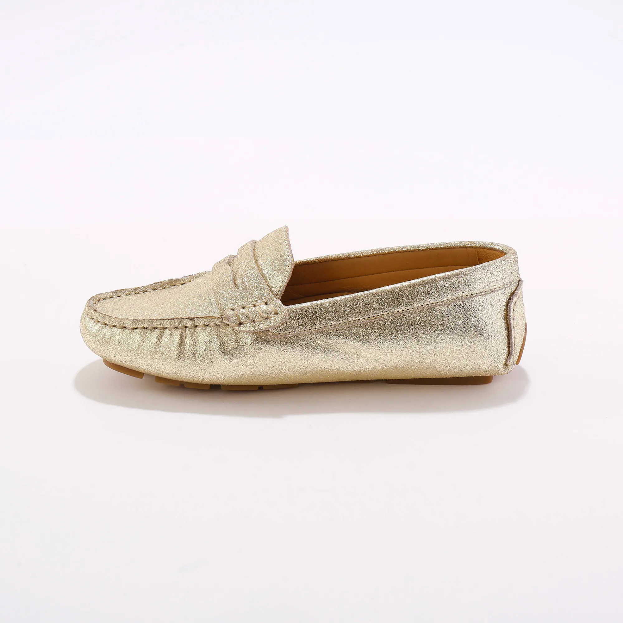 Schoenen<Blancheporte Mocassins in glad leer - zilverkleur goudkleurig