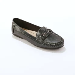 Derby's En Mocassins|Schoenen<Blancheporte Mocassins met gesp, metallic effect grijs