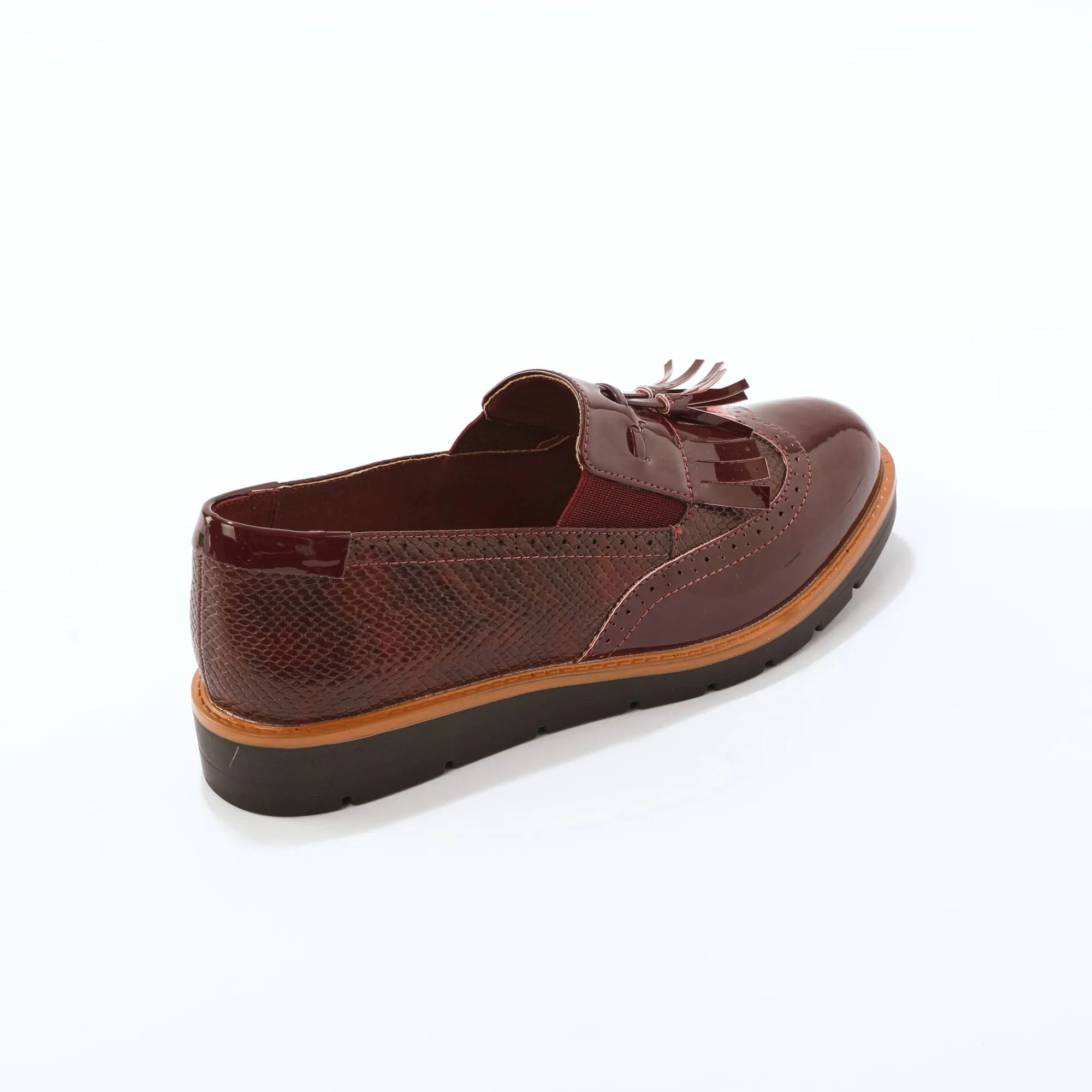 Derby's En Mocassins|Schoenen<Blancheporte Mocassins met pompons en franjes bordeaux